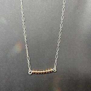 16” Sterling Silver Simple Crystal Bar Necklace.
